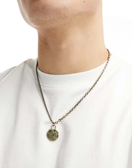 Classics 77 - Roam - Collana in catenina color oro con pendente con grafica