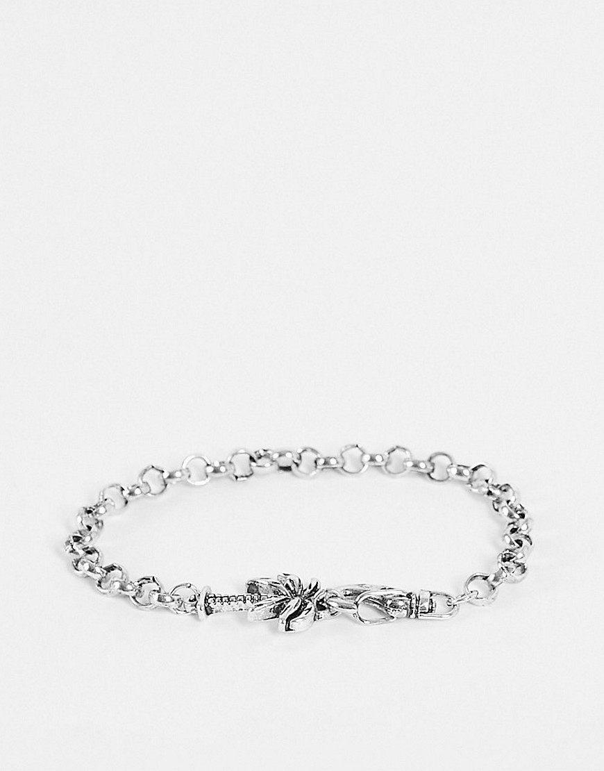 Classics 77 rolo chain palm tree bracelet in silver