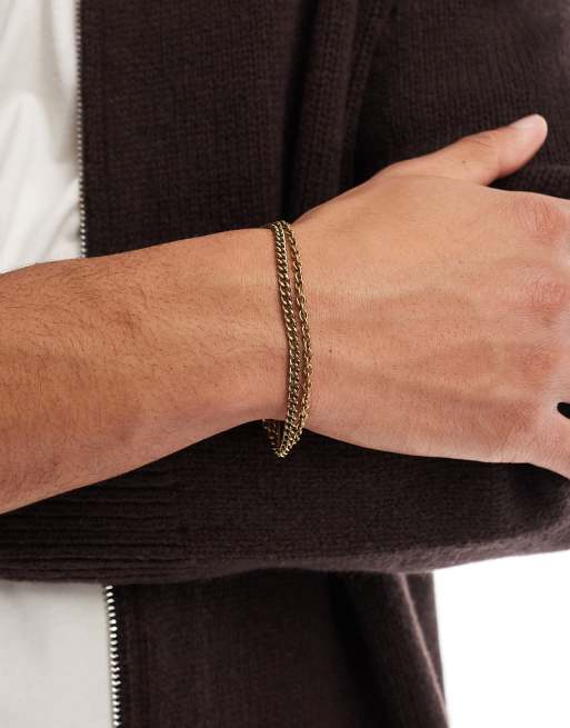 Classics 77 - Schakelarmband met dubbele rij in vintage goud
