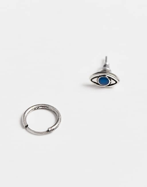 Classics 77 - Set van oorring en oorknopje met oog in zilver