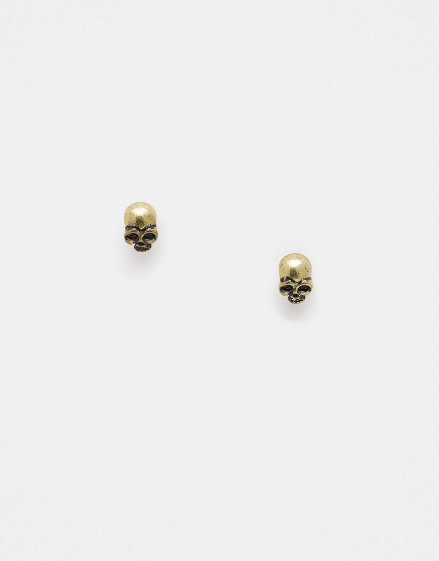 Classics 77 skull stud earrings in gold-Silver