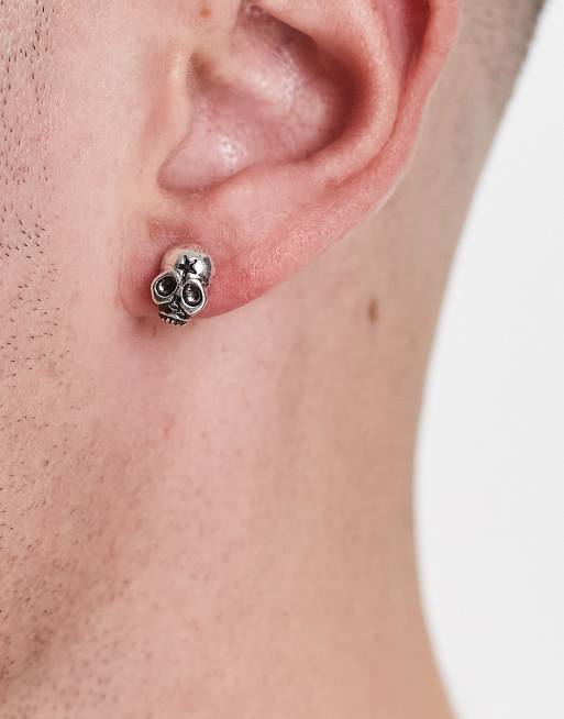 Classics 77 skull stud earrings in silver 