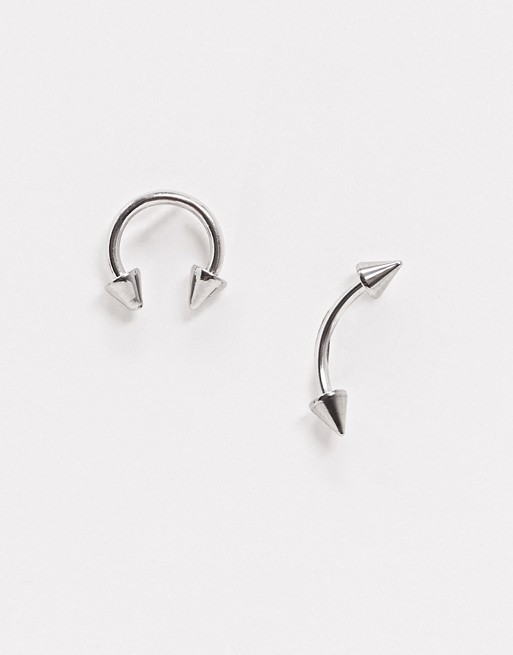 Classics 77 spikey earring pack in silver