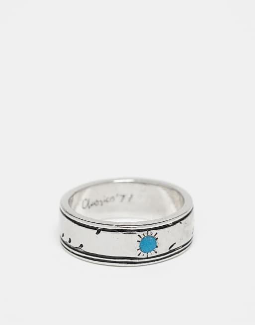 Classics 77 stone and palm band ring in silver tone