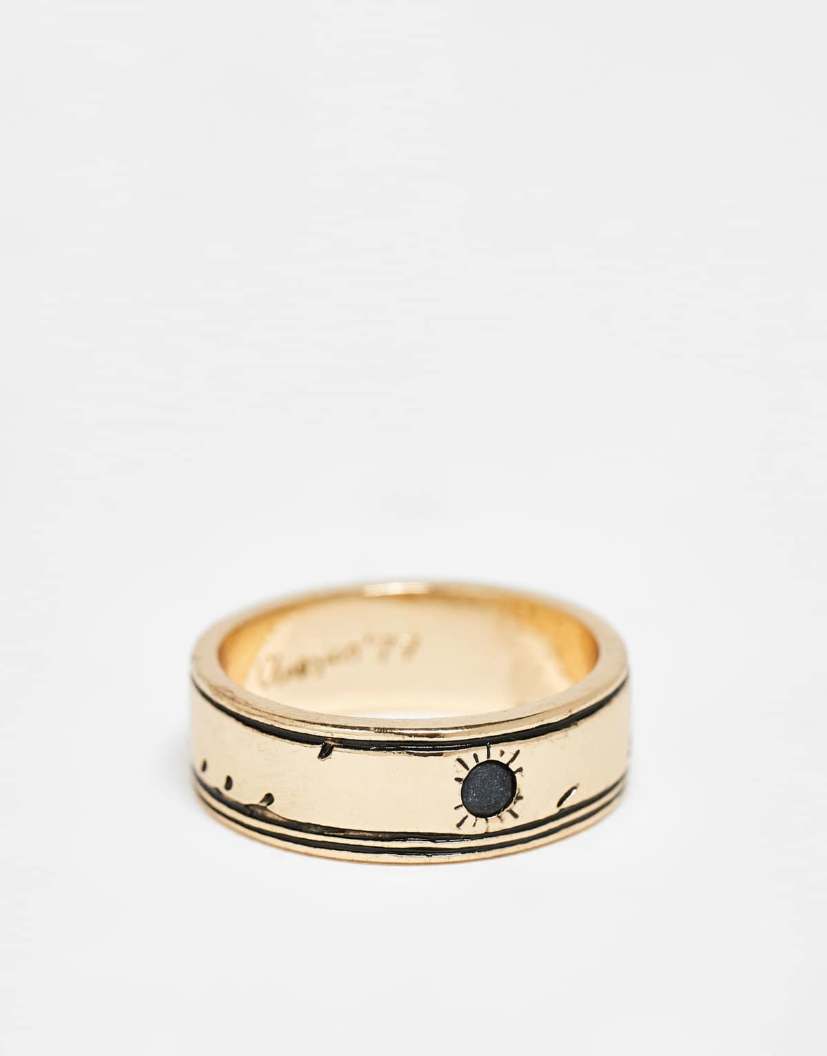 Classics 77 stone and palm band ring in vintage gold