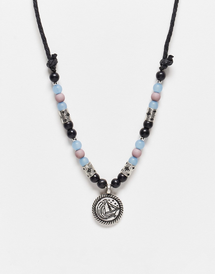 Classics 77 Stormy Ship Beaded Necklace In Black And Silver-multi