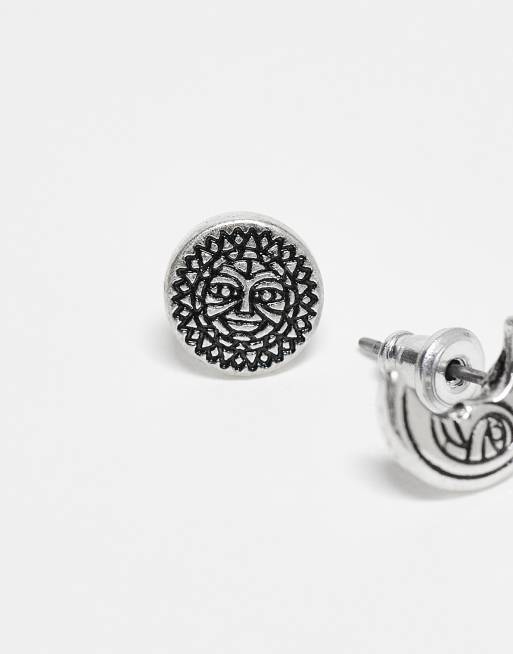 Classics 77 sun and moon stud earrings in silver, 4 of 4