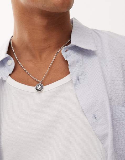 Classics 77 sun engraved pendant necklace in black and silver - view 1