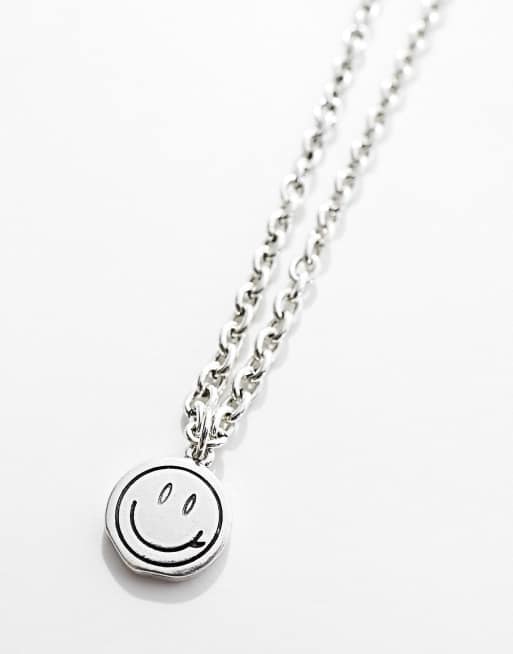 JOCXZI 2Pcs Collana Faccina Argento - Collana Doodle Divertente, Collana Faccina Argento, Fiammifero Eretto Collana Gesto Regalo Divertente