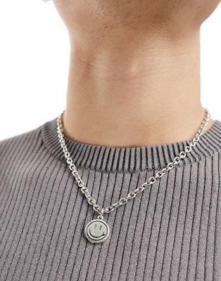 Classics 77 surf smile chain pendant necklace in silver