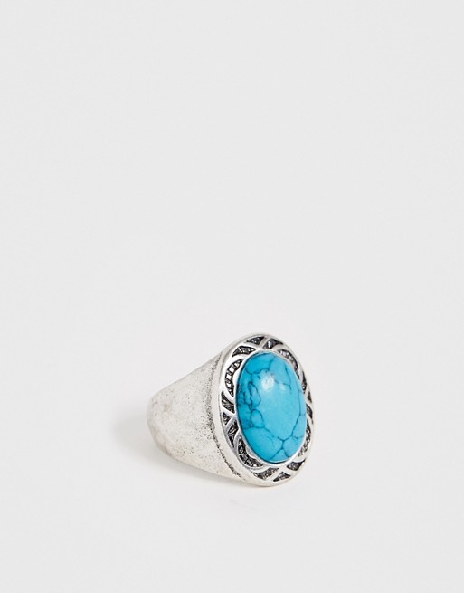 Classics 77 turquoise stone signet ring in silver