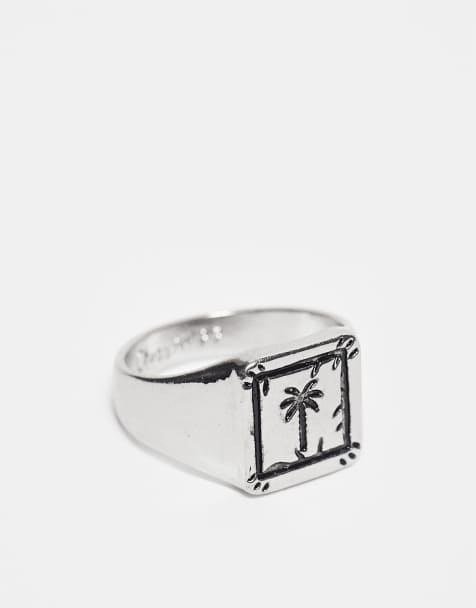 Classics 77 - Zegelring met gegraveerde palmboom in zilver - view 1