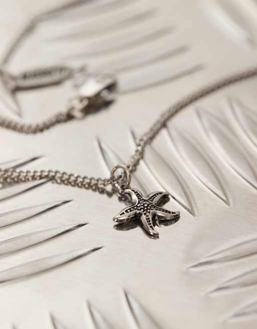 Pendentif étoile De Mer En Argent Avec Chaîne - Collier Marin élégant