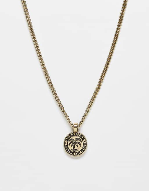 Classics77 - Ketting met kraaltjes en muntje in goud