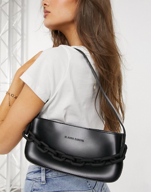 Claudia Canova baguette shoulder bag with chunky chian in black