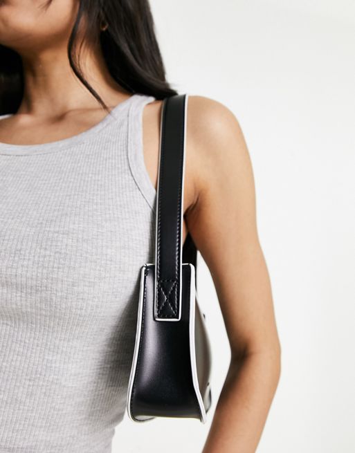 Claudia Canova mini flap top shoulder bag with contrast binding in black