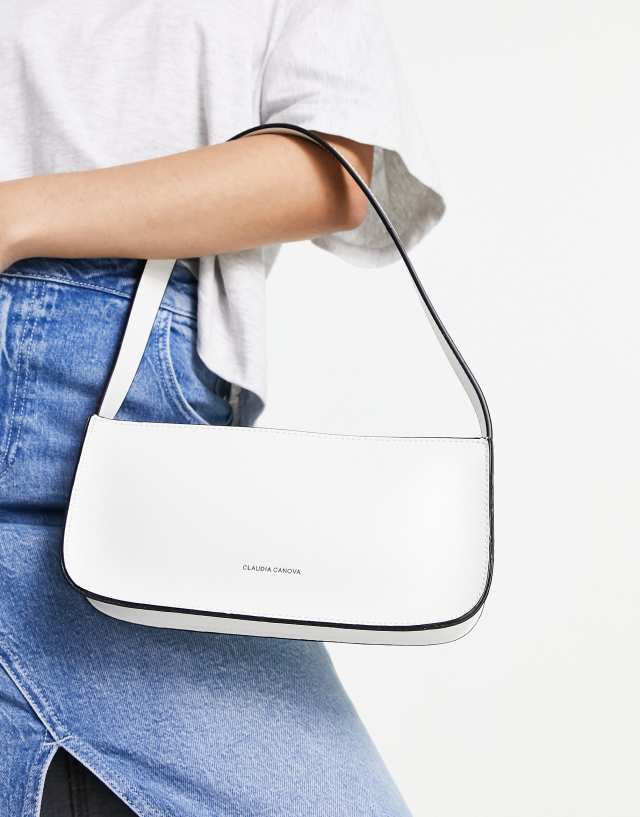 Claudia Canova baguette shoulder bag with contrast binding in white