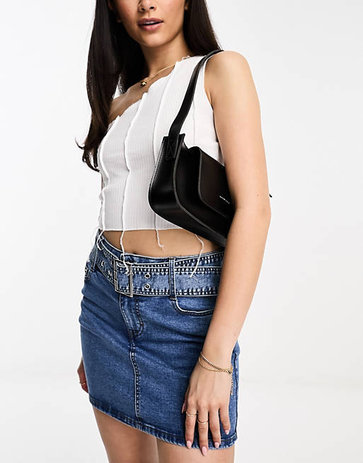 Claudia Canova baguette shoulder bag with flap top detail in black