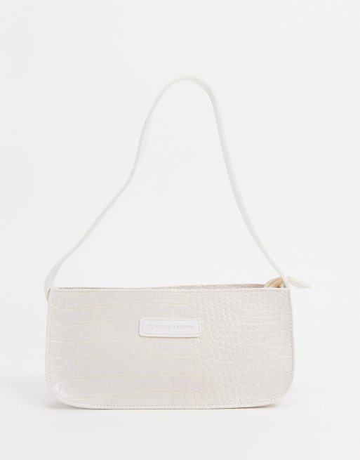 Claudia Canova bagutte shoulder bag in white croc