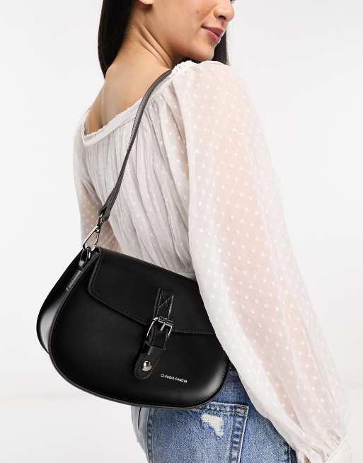 Claudia Canova - Borsa da spalla nera con fibbia