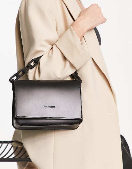 Claudia Canova - Borsa nera con manico con catena spessa