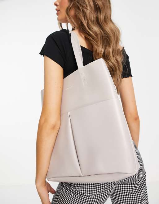 Claudia Canova - Borsa shopping color pietra con due tasche