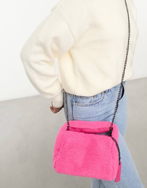Claudia Canova - Borsetta a mano in pelliccia sintetica rosa con tracolla