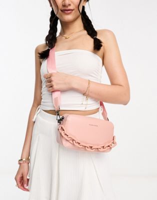Claudia Canova camera box bag with tonal chain and cross body strap in pink