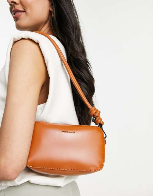 Claudia Canova - Cameratas met handvat met touwdetail en crossbody hengsel in lichtbruin