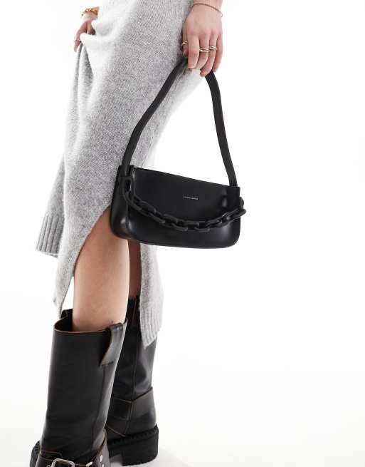 Claudia Canova chain detail shoulder bag in black | ASOS