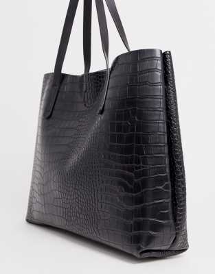 black crocodile tote bag