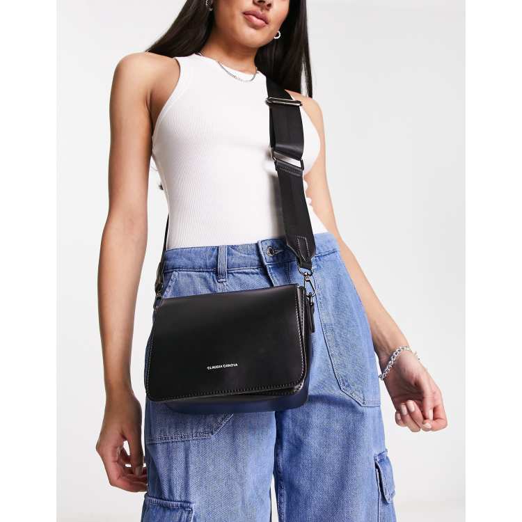 Claudia Canova mini flap top shoulder bag with contrast binding in black