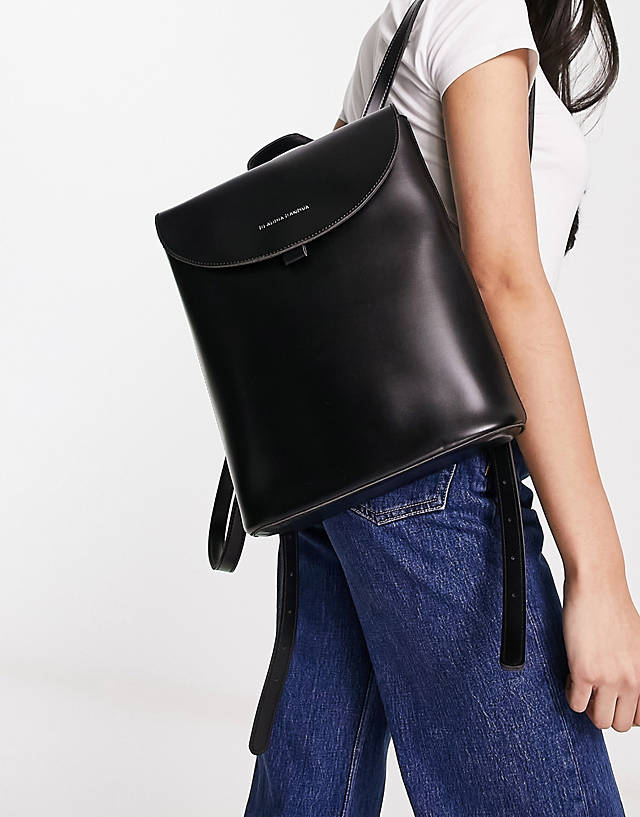 Claudia Canova - curved flap top backpack in black