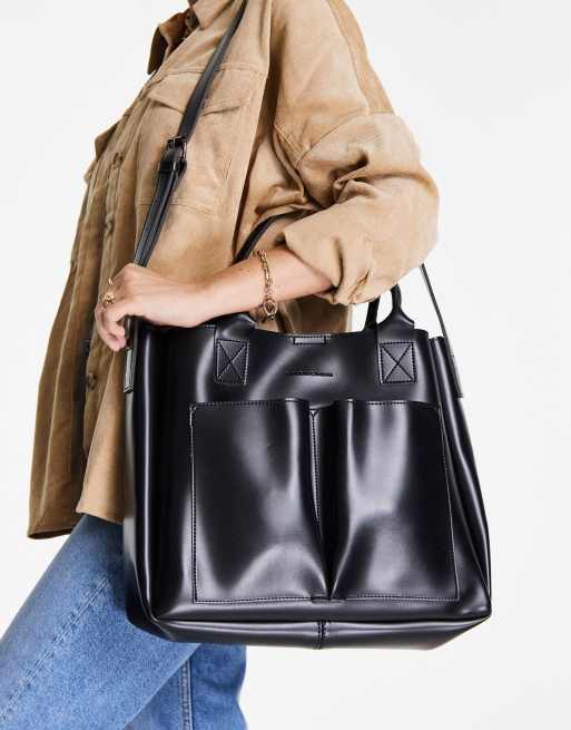 Claudia Canova – Czarna torba typu tote z dwiema kieszeniami, 4 z 4