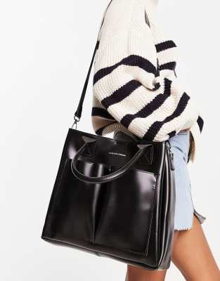 Claudia Canova double pocket tote bag in black