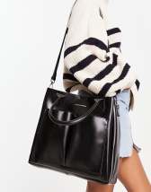 ASOS Design Laptop Compartment Tote Bag in Black Croc