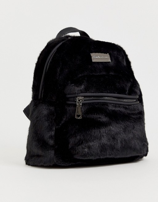 Claudia Canova Faux Fur Black Backpack | ASOS
