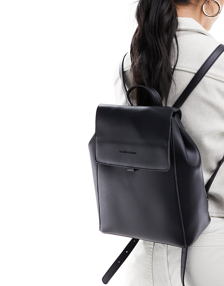 flap-over backpack in black
