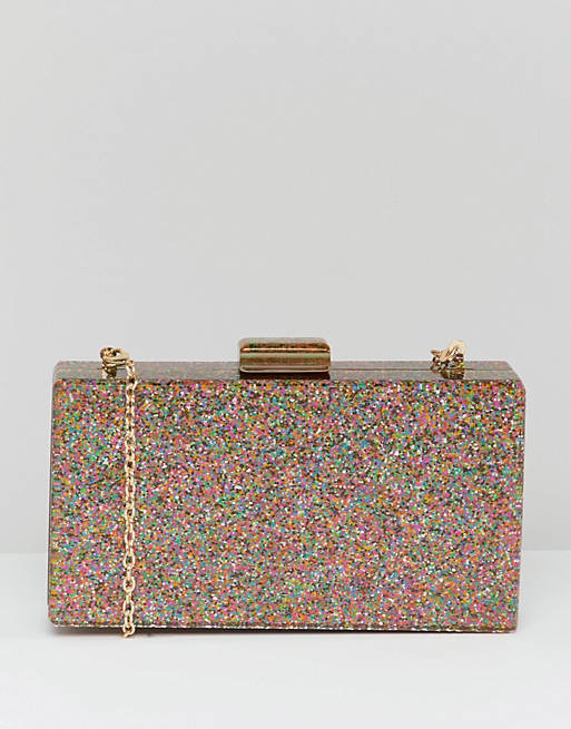 Claudia Canova glitter case clutch bag with detachable chain