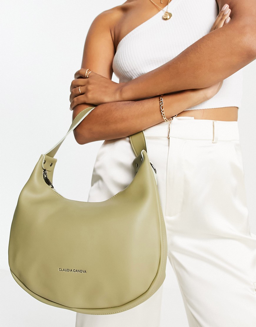 Claudia Canova half moon shoulder bag in khaki-Green