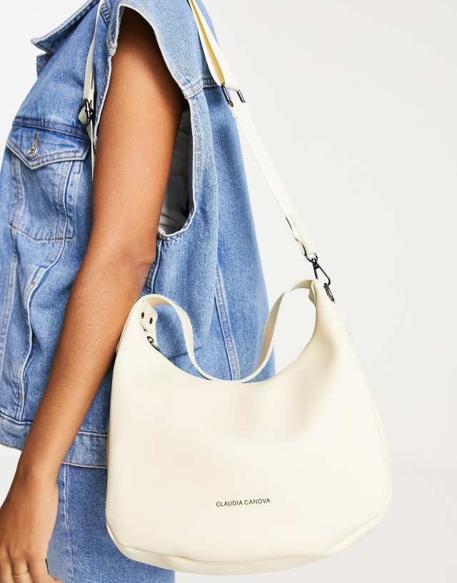 Claudia Canova half moon shoulder bag in off white