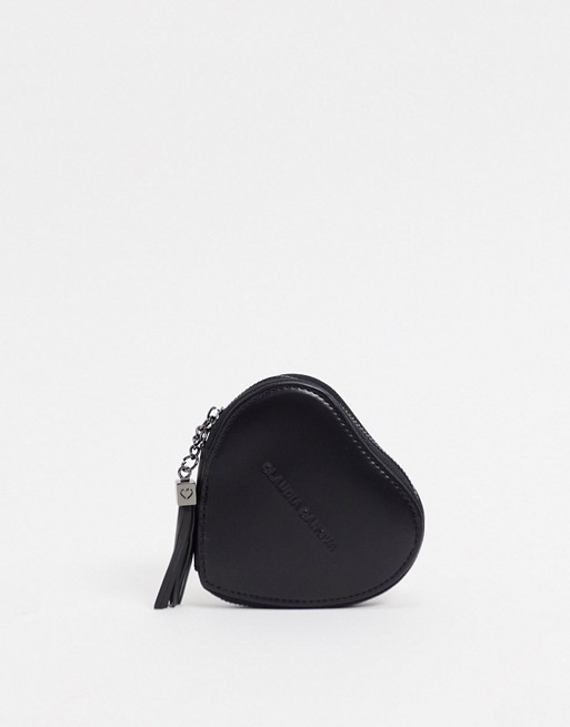 Claudia Canova heart shaped coin purse in black