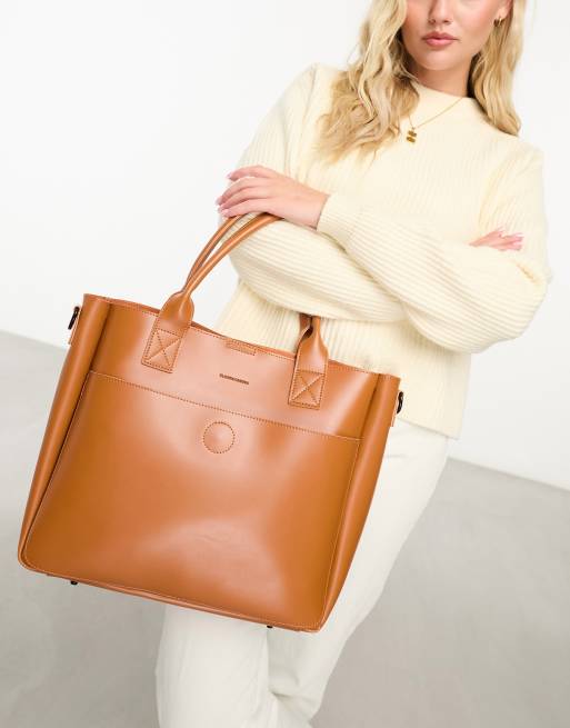 Claudia Canova – Jasnobrązowa torba typu tote z kieszenią
