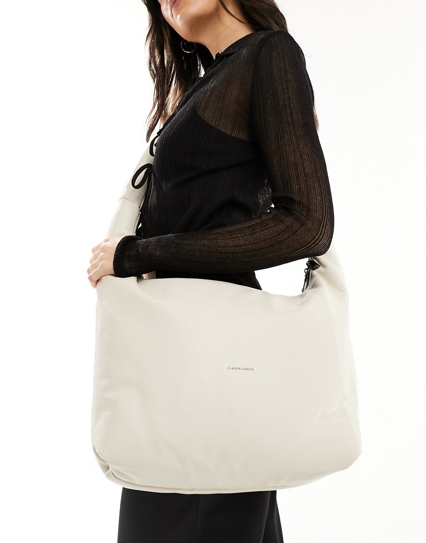 Claudia Canova large slouchy crossbody bag in off white