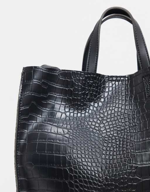 Black croc cheap tote