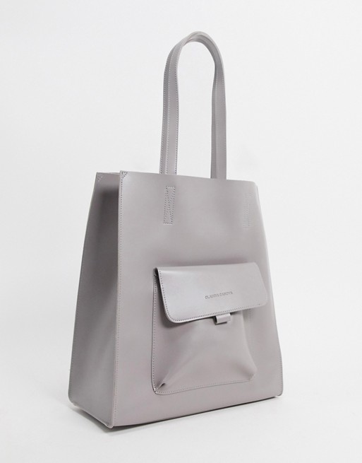 Claudia Canova large tote bag with front pocket in grey