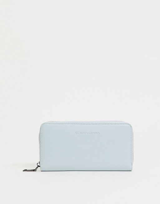 Claudia Canova large zip around purse in pale blue