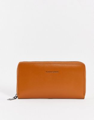 Claudia Canova large zip around purse in tan