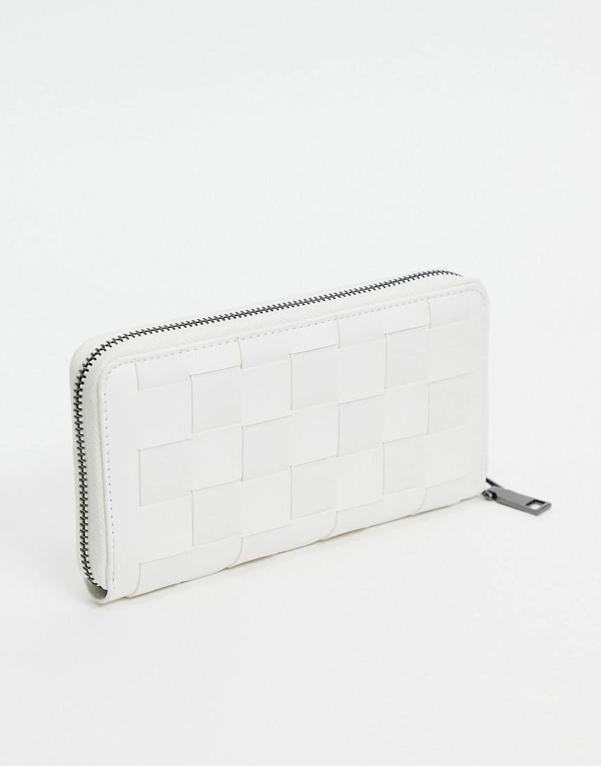 Claudia Canova large zip around wallet in white weave