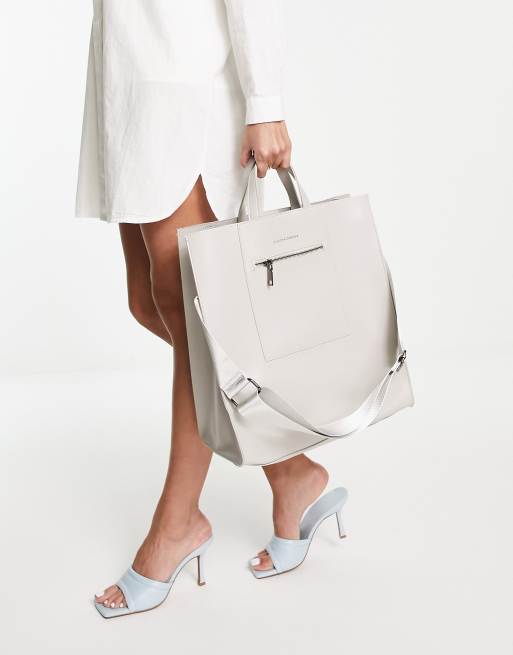 Claudia Canova - Maxi borsa quadrata grigia con manici